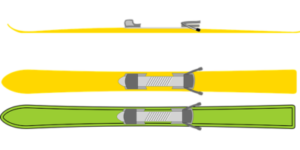 Zelená a žlutá lyže na károvaném pozadí