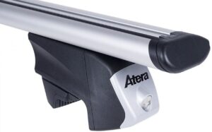 střešní nosiče Atera Signo alu stříbrná barva pohled na spodní část se zámkem na klíč