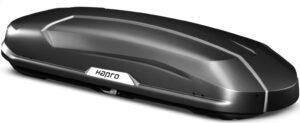 střešní boxy Hapro Trivor 640 v černé barvě pohled zboku